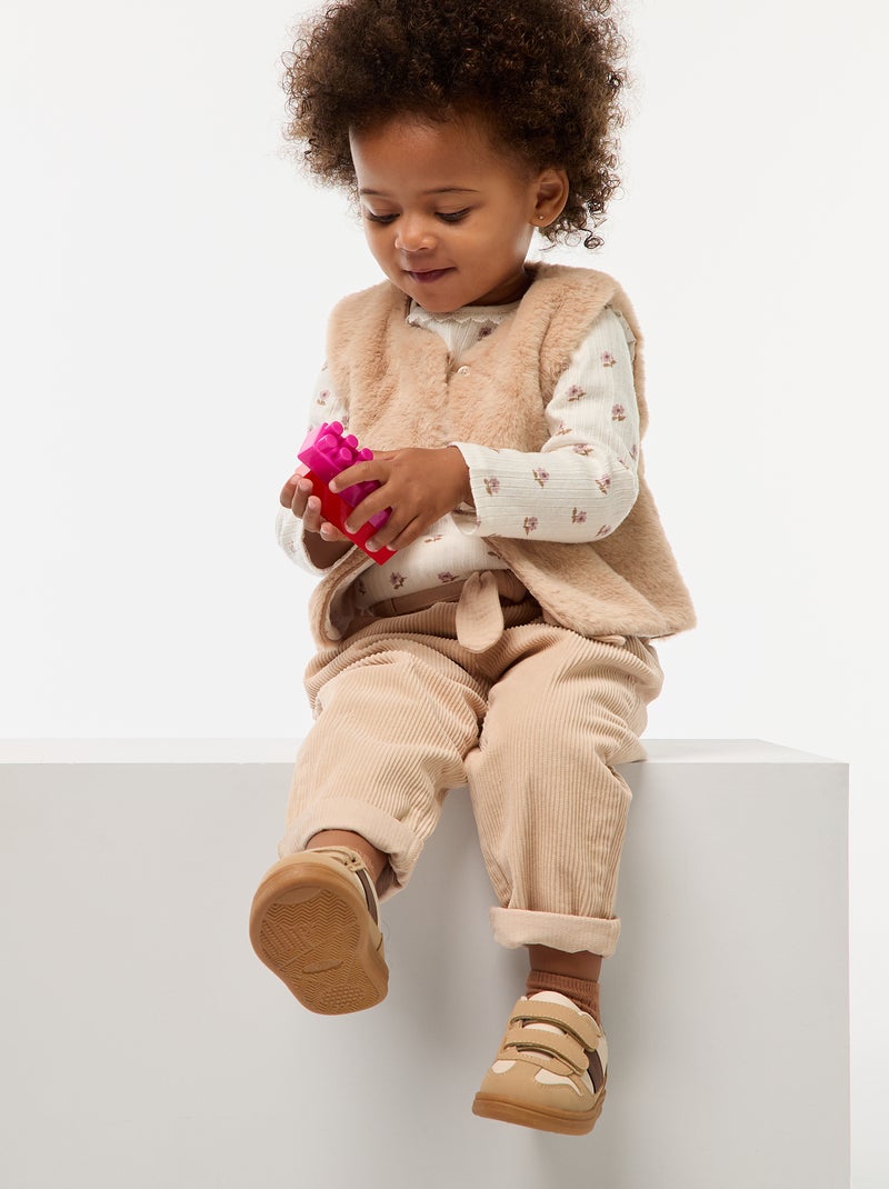 Baskets basses tricolores Beige - Kiabi