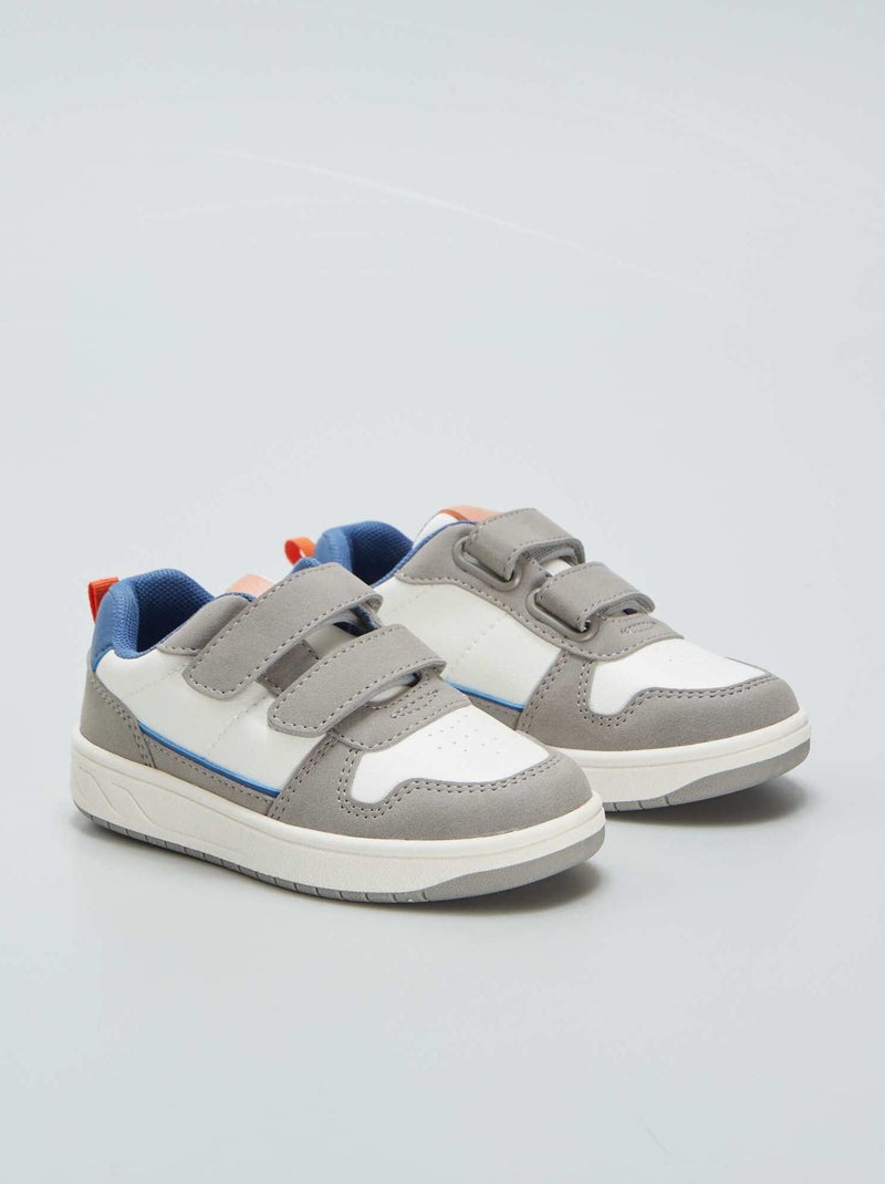 Baskets basses tricolores Blanc/gris/bleu - Kiabi
