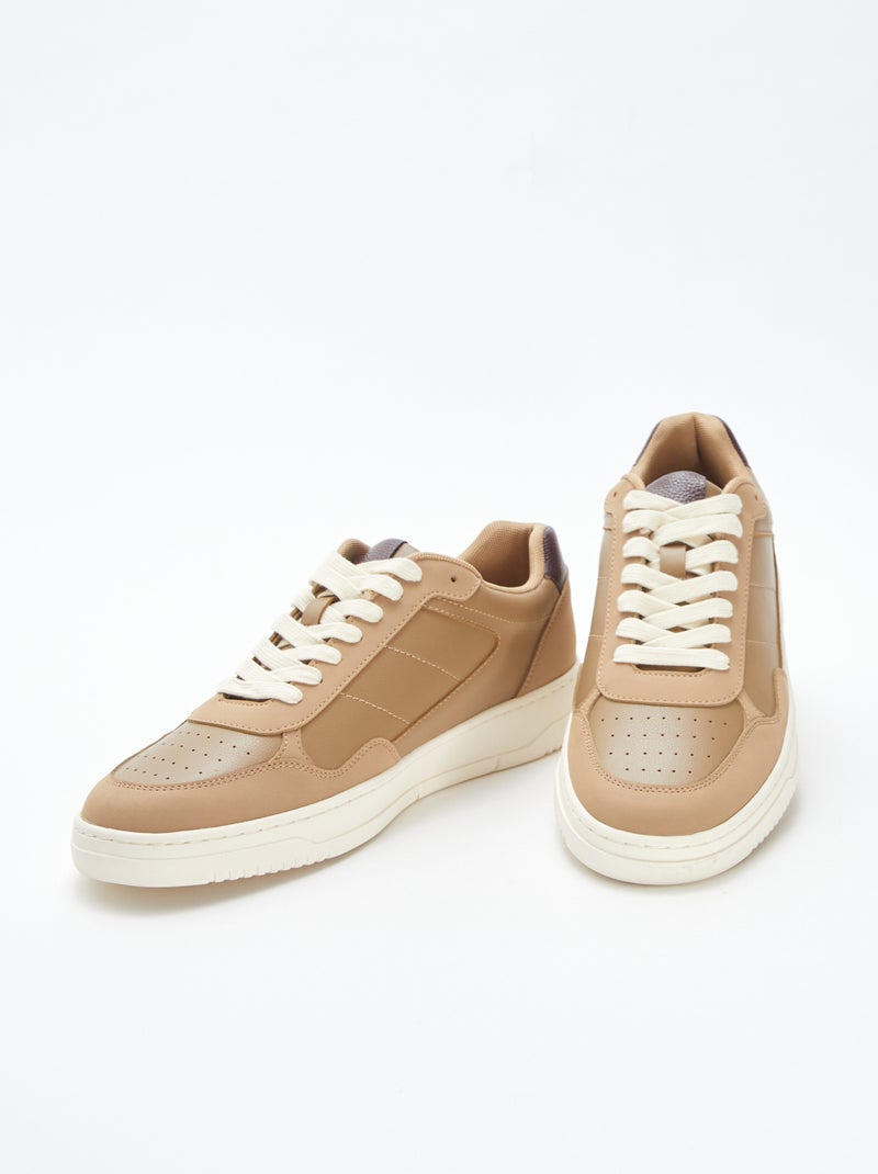 Baskets basses tricolores Marron - Kiabi