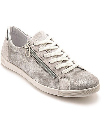 Baskets basses zippées et lacées