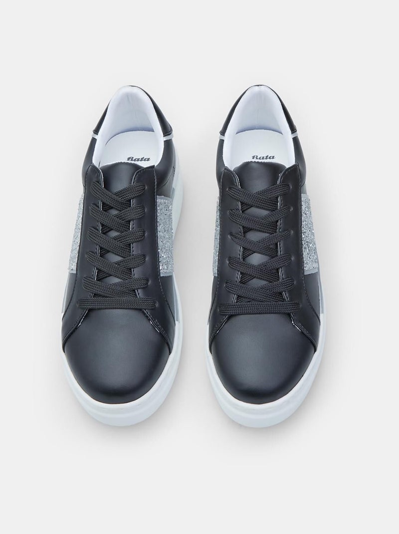 Baskets BATA à lacets et velcro Noir - Kiabi