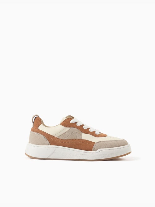 Baskets bi-matière à lacets - Kiabi