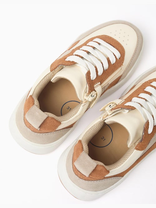 Baskets bi-matière à lacets - Kiabi