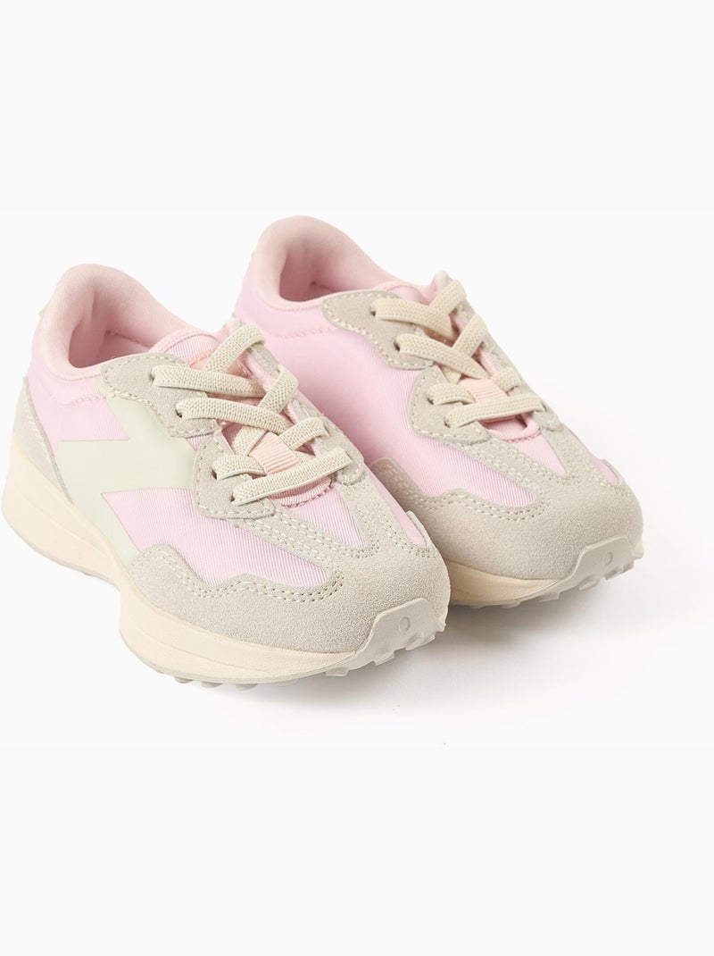Baskets bi-matière à lacets Superlight Runner Rose clair - Kiabi