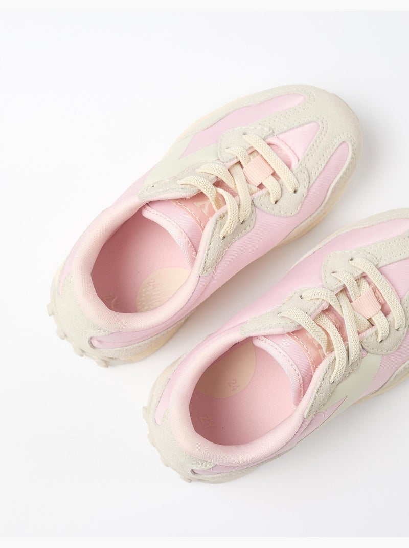 Baskets bi-matière à lacets Superlight Runner Rose clair - Kiabi
