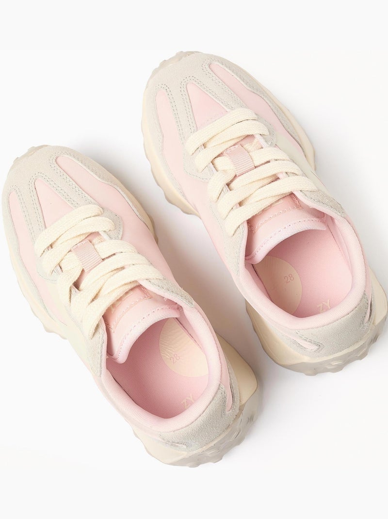 Baskets bi-matière à lacets Superlight Runner Rose clair - Kiabi