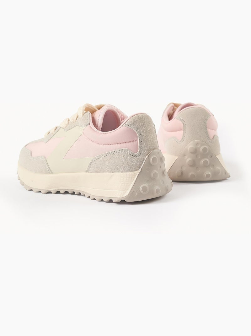 Baskets bi-matière à lacets Superlight Runner Rose clair - Kiabi