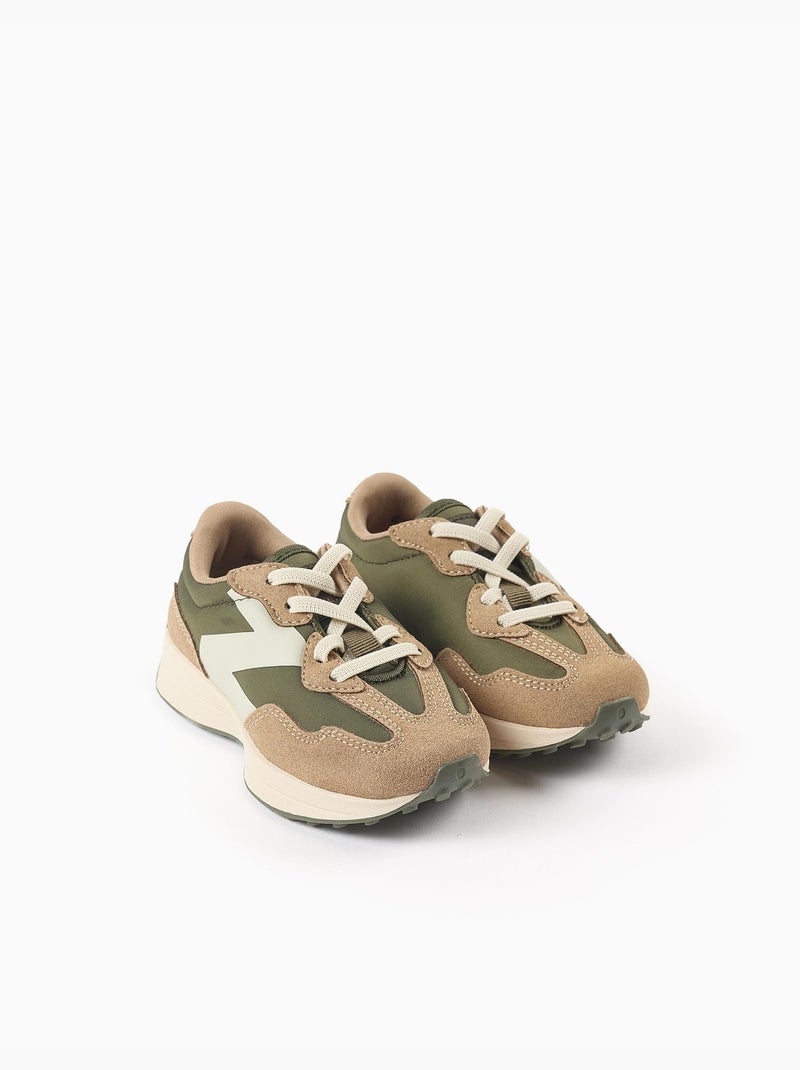 Baskets bi-matière à lacets Superlight Runner Vert foncé - Kiabi