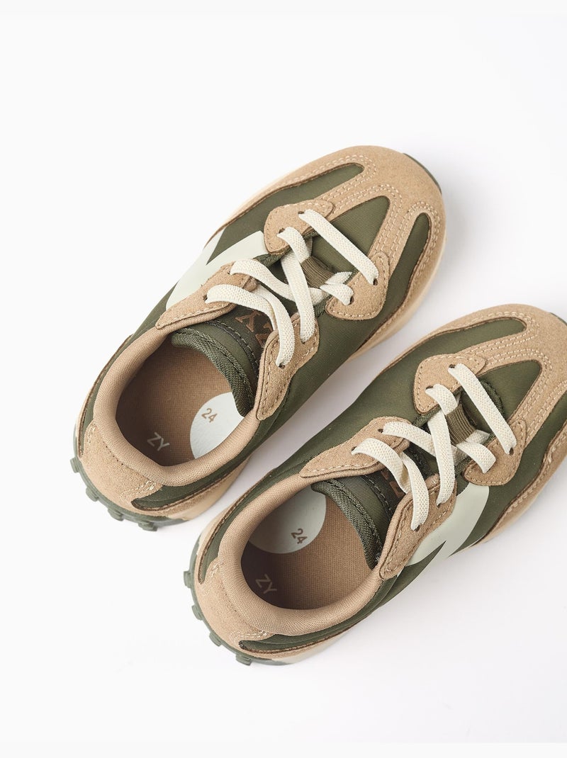 Baskets bi-matière à lacets Superlight Runner Vert foncé - Kiabi