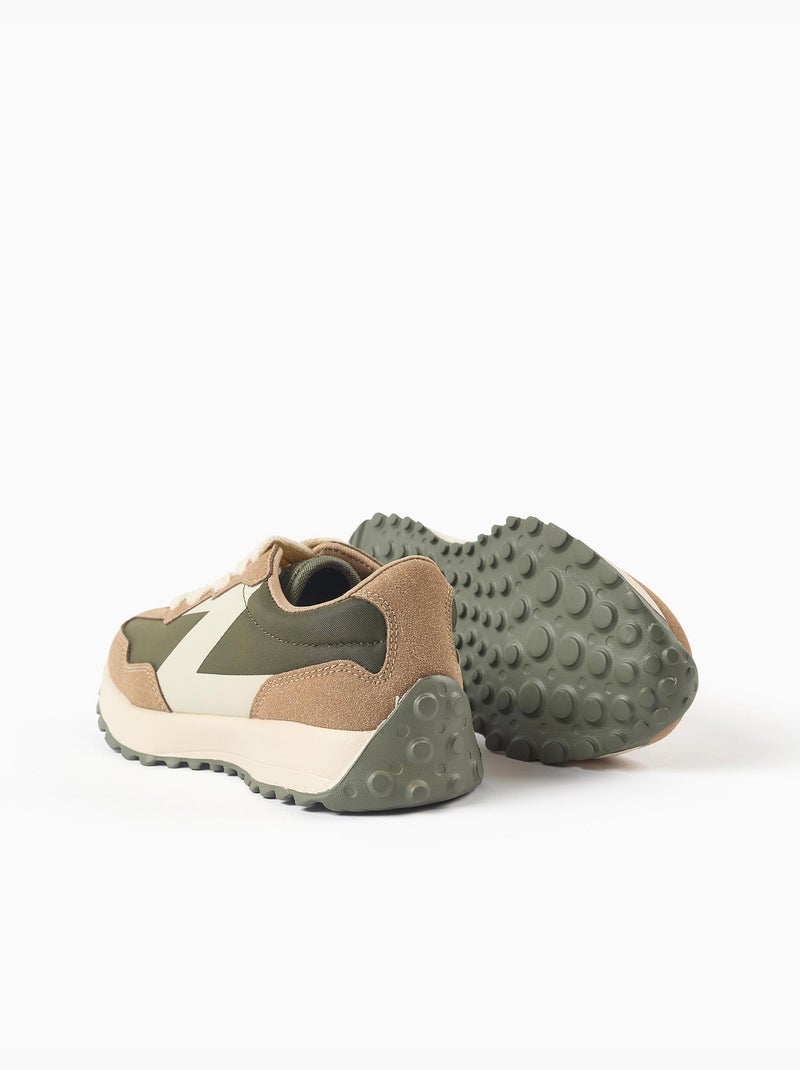 Baskets bi-matière à lacets Superlight Runner Vert foncé - Kiabi