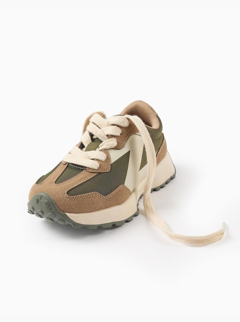 Baskets bi-matière à lacets Superlight Runner Vert foncé - Kiabi