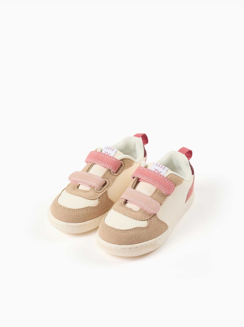 Baskets bi-matière à scratch ZY Move Rose - Kiabi