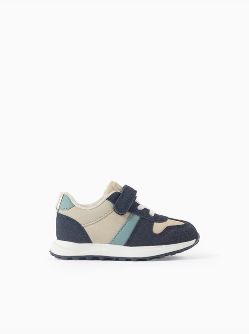 Baskets bi-matière avec bride à scratch - Kiabi