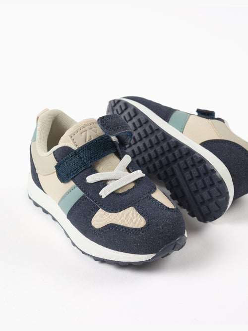 Baskets bi-matière avec bride à scratch - Kiabi