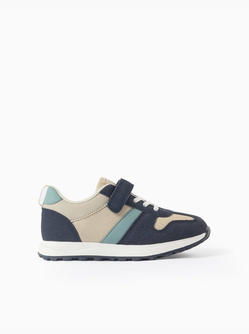 Baskets bi-matière avec bride à scratch - Kiabi