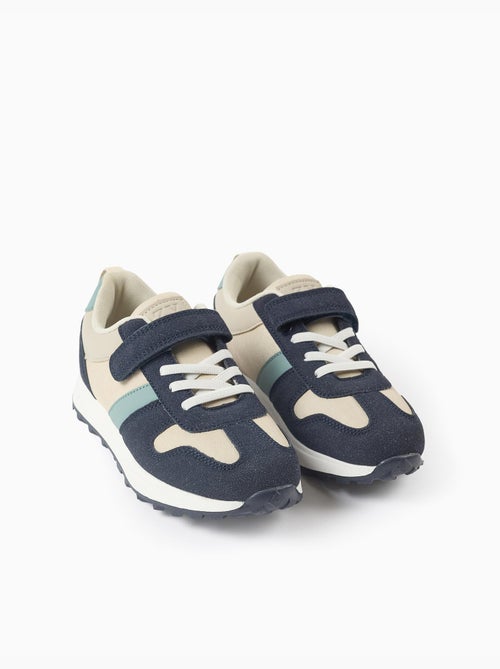 Baskets bi-matière avec bride à scratch - Kiabi