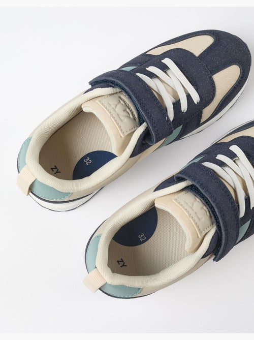 Baskets bi-matière avec bride à scratch - Kiabi