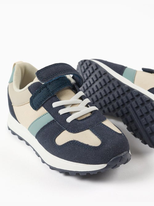 Baskets bi-matière avec bride à scratch - Kiabi