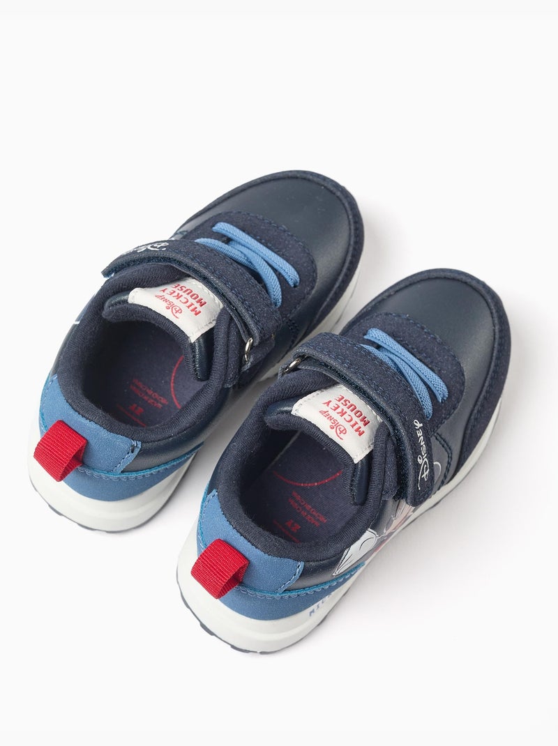 Baskets bi-matière avec imprimé Mickey Bleu foncé - Kiabi
