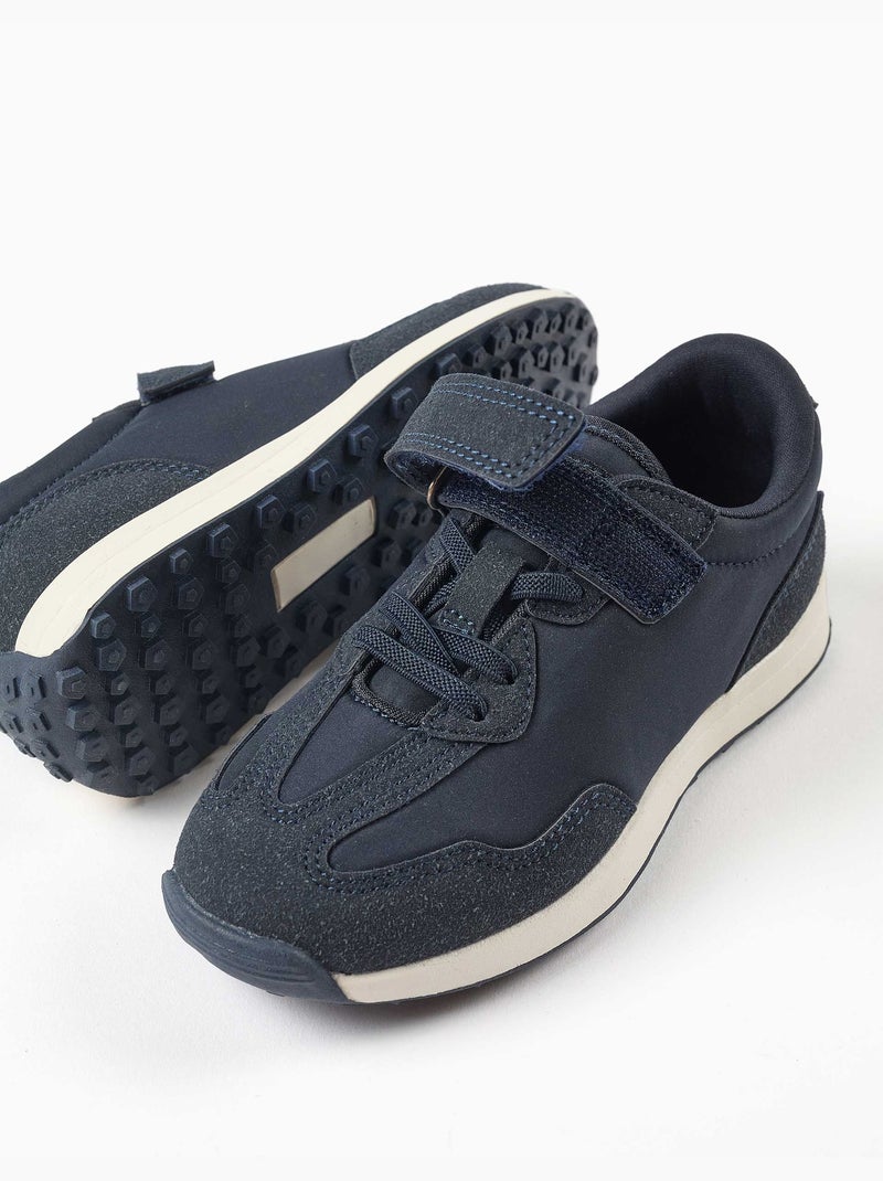 Baskets bi-matière avec semelle antidérapante Bleu Bleu - Kiabi