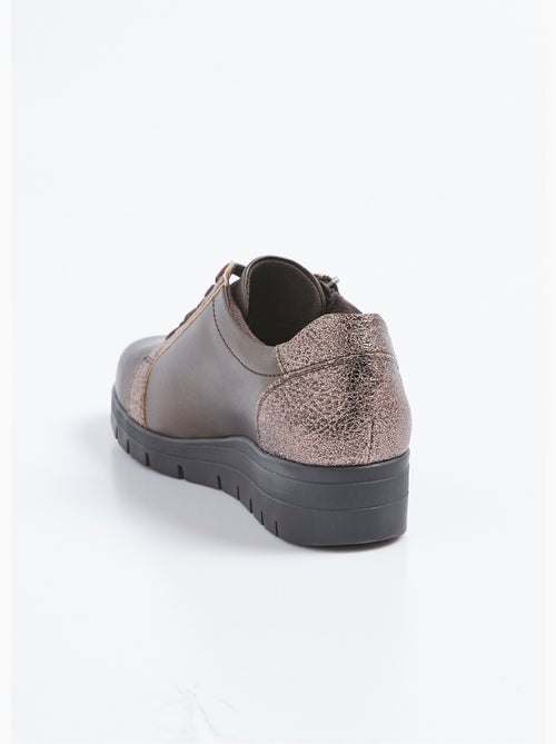 Baskets bi-matière confort lacets + zip - Afibel - Kiabi