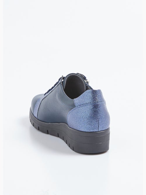 Baskets bi-matière lacées zippées largeur confort - Afibel - Kiabi