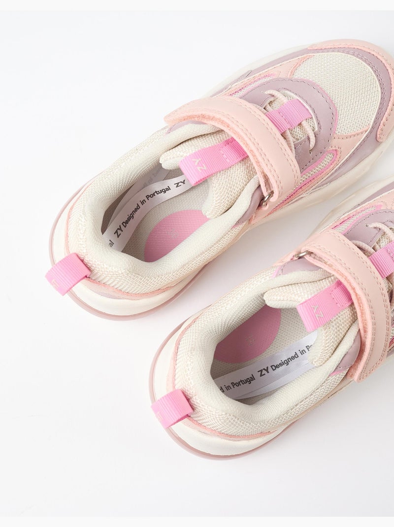 Baskets bi-matière lumineuses Superlight Runner Blanc / Rose / Beige - Kiabi