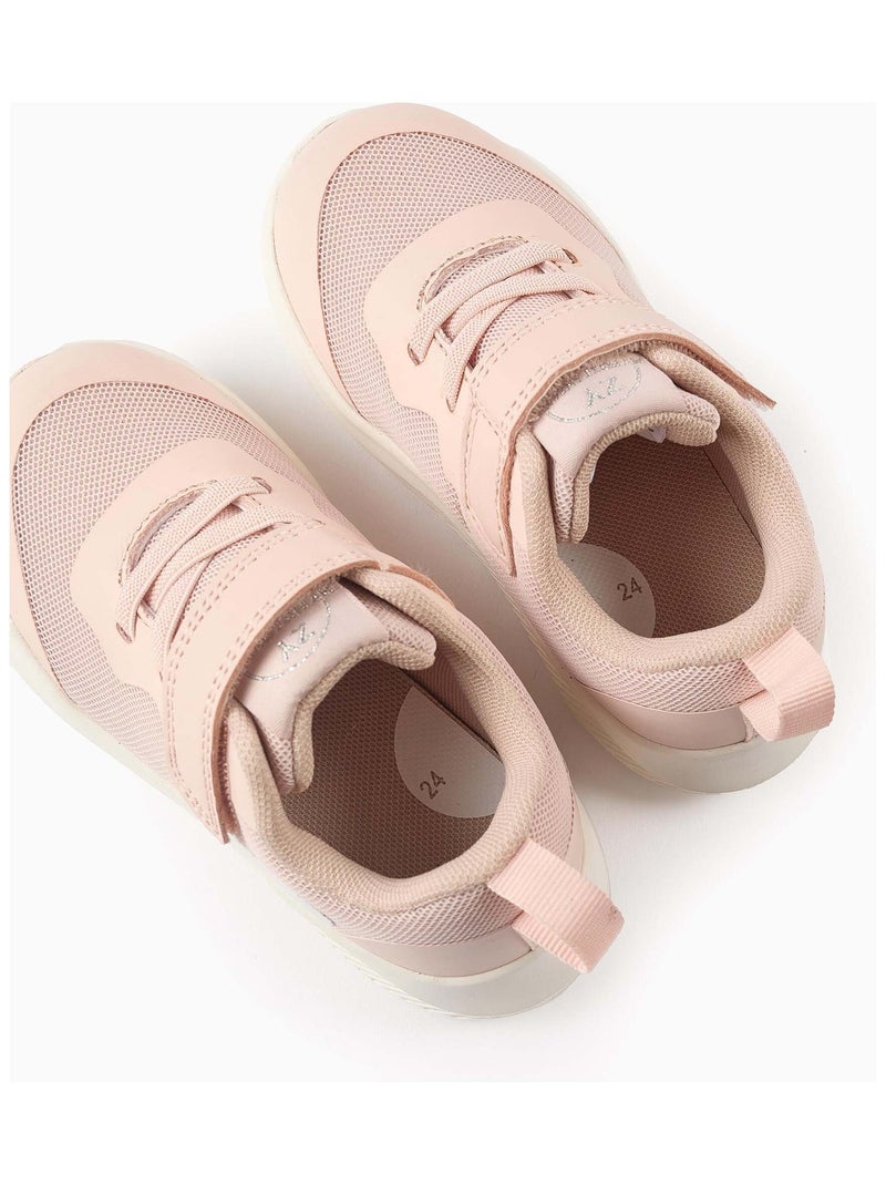 Baskets Bi-matière Rose clair - Kiabi