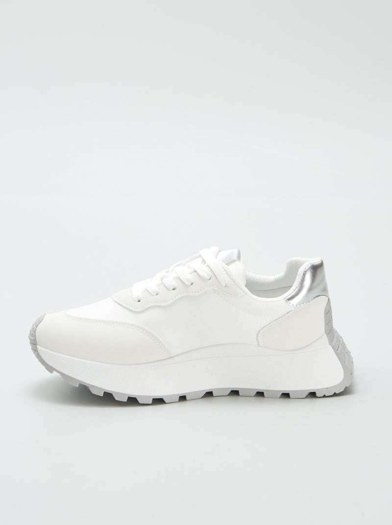 Baskets bi matière running blanc - Kiabi