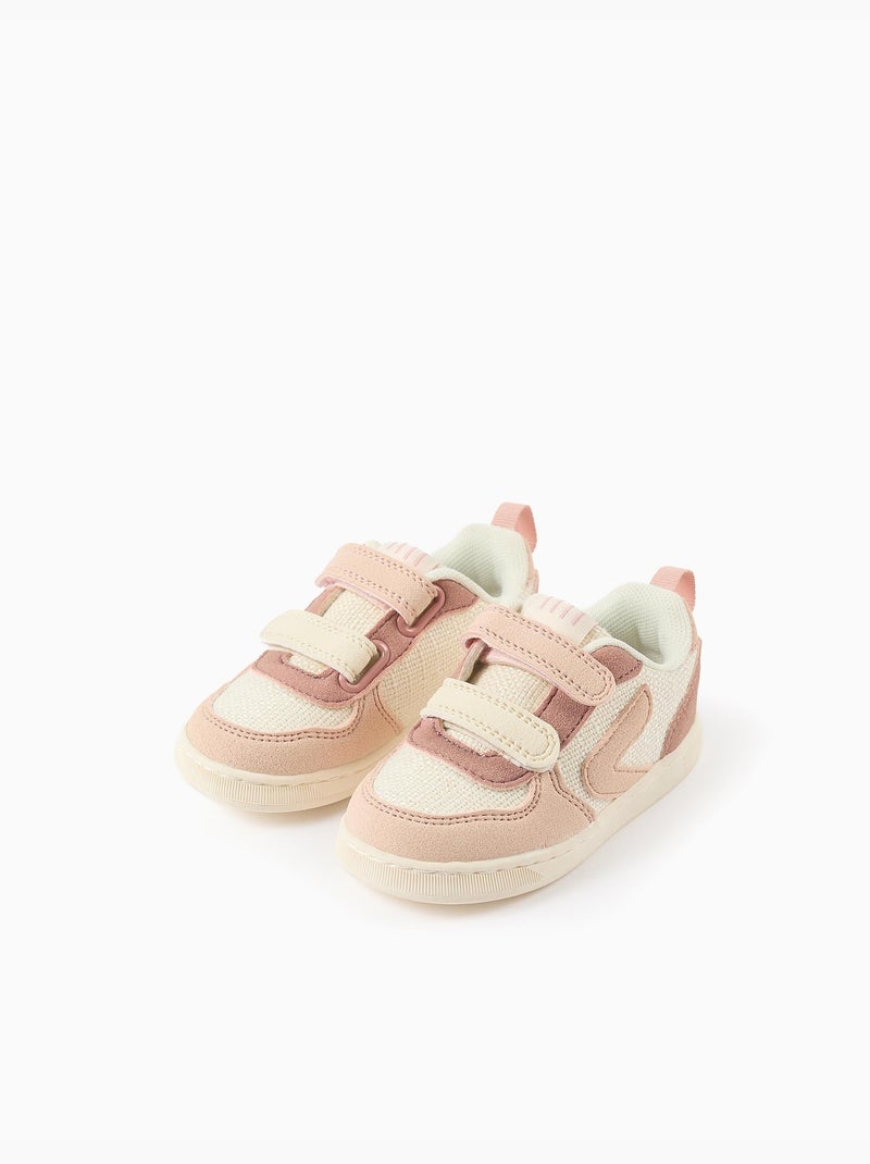 Baskets bi-matière ZY Move à fermeture à scratch Blanc - Kiabi