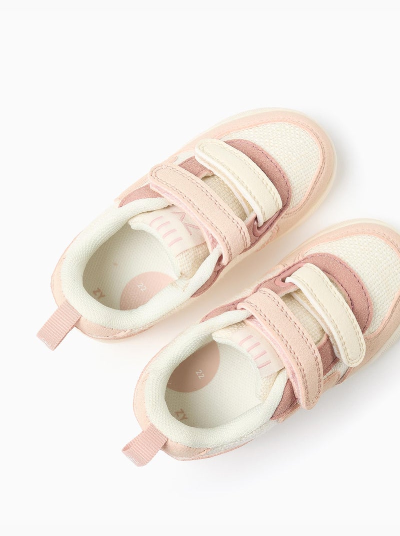 Baskets bi-matière ZY Move à fermeture à scratch Blanc - Kiabi