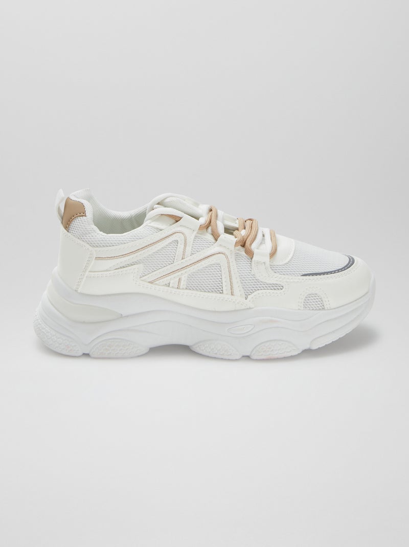 Baskets bicolores à semelle épaisse BLANC - Kiabi