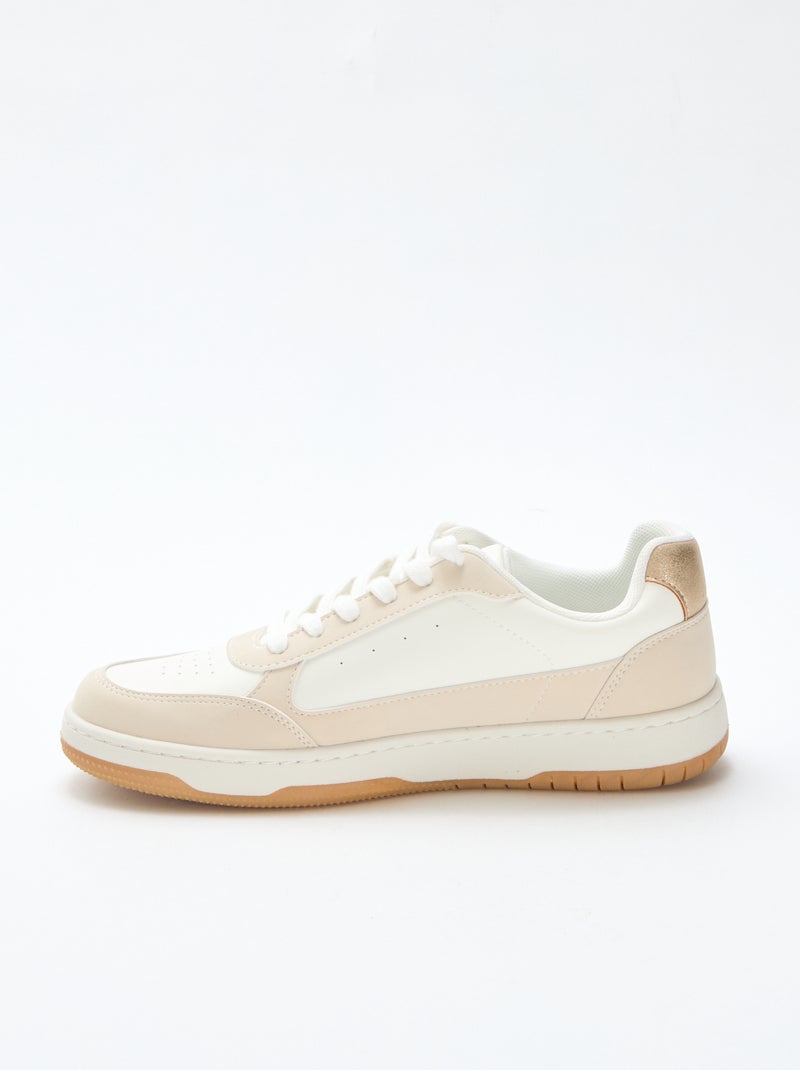 Baskets bicolores avec détails dorés Beige - Kiabi