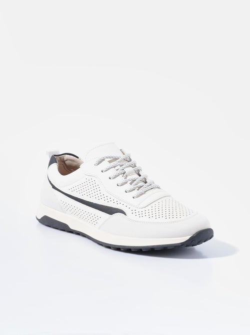 Baskets bimatière en simili cuir perforé - AFIBEL - Kiabi