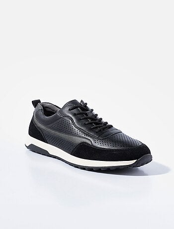 Baskets bimatière en simili cuir perforé - AFIBEL