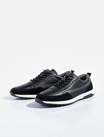 Baskets bimatière en simili cuir perforé - AFIBEL