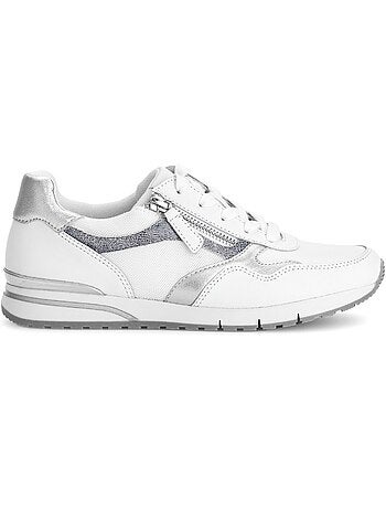 Baskets blancargent en cuir