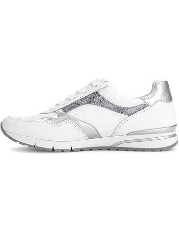 Baskets blancargent en cuir