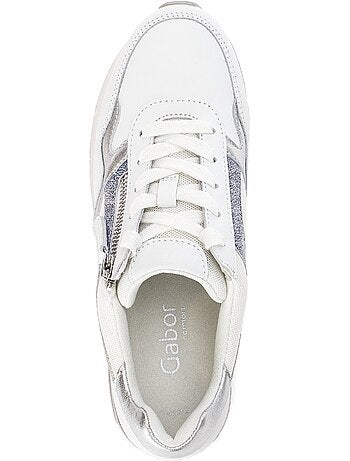 Baskets blancargent en cuir