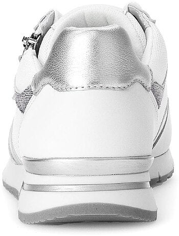 Baskets blancargent en cuir