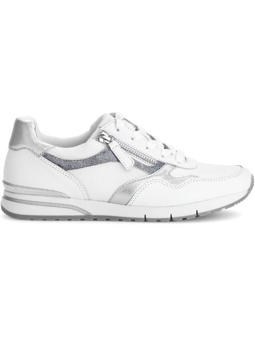 Baskets blancargent en cuir - Kiabi