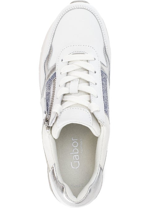 Baskets blancargent en cuir - Kiabi