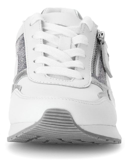 Baskets blancargent en cuir - Kiabi