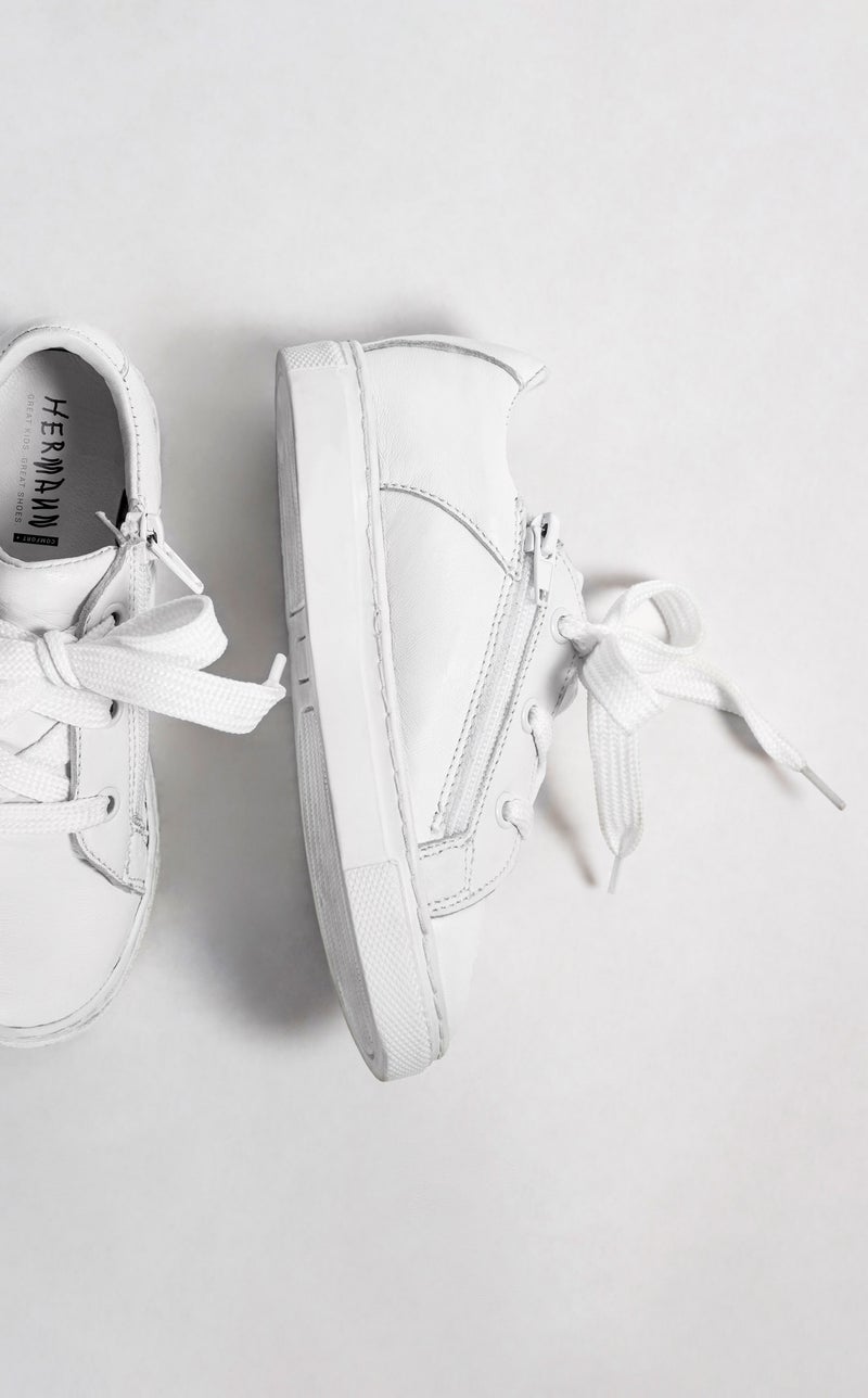 Baskets Blanches En Cuir Blanc - Kiabi