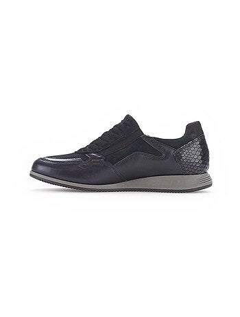Baskets bleu en combinaison cuirs