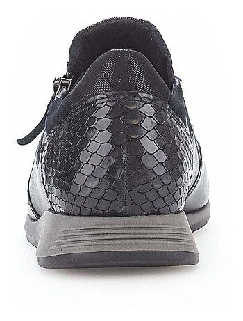 Baskets bleu en combinaison cuirs