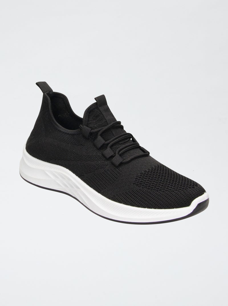 Baskets chaussettes à lacets élastiques Noir - Kiabi