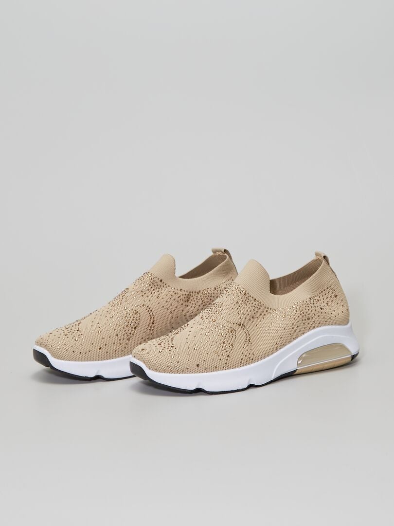 basket chaussette beige