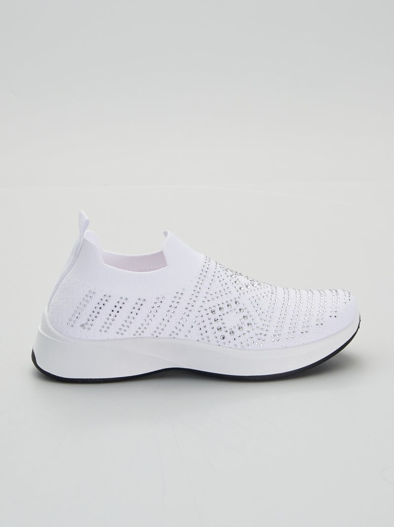 Baskets chaussettes à strass blanc - Kiabi