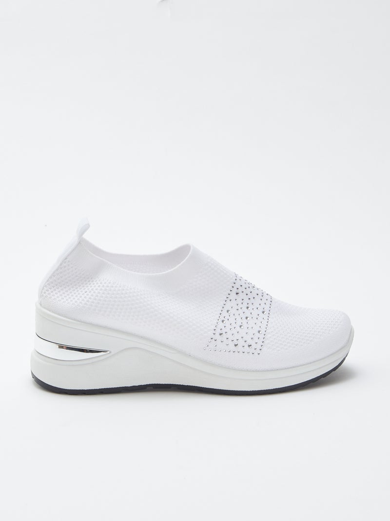 Baskets chaussettes compensées Blanc - Kiabi